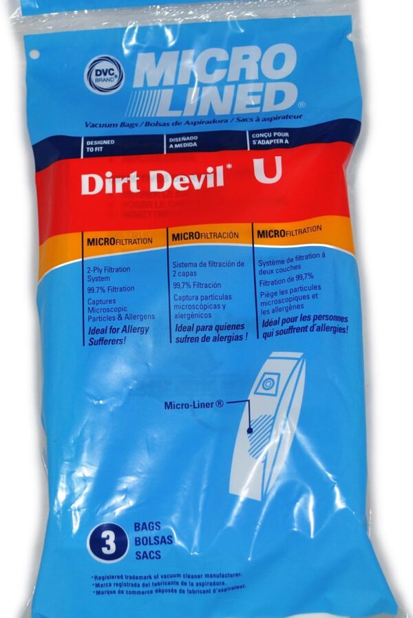 DIRT DEVIL TYPE U VACUUM BAG 3-PK